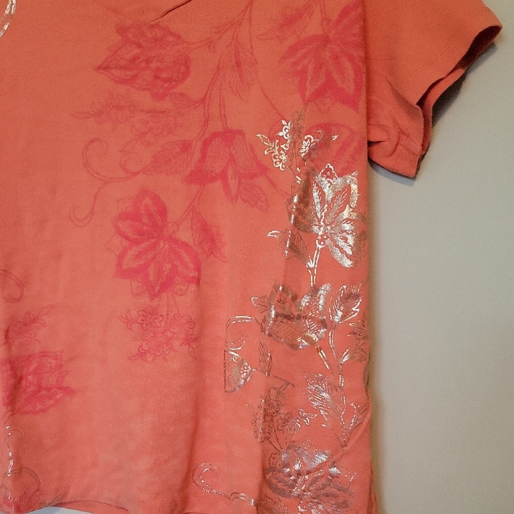 St. John's Bay Orange Pink Short Sleeve Tee - Picture 4 of 4